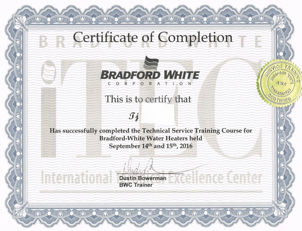 Bradford White Training